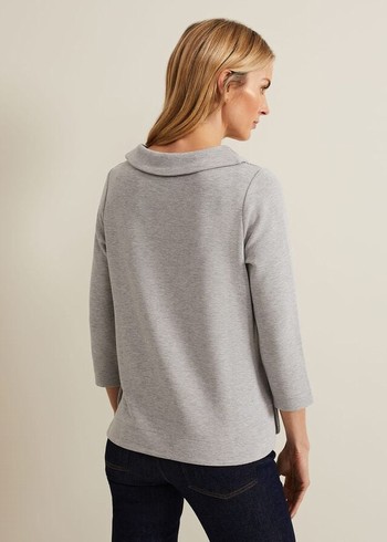 Phase Eight Remy Textured Cowl Neck T Shirts Grey Canada | TPBJNC-190